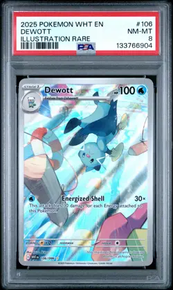 2025 POKEMON WHT EN-WHITE FLARE ILLUSTRATION RARE #106 DEWOTT PSA 8 - Image 1