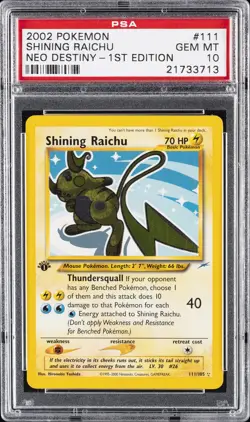 2002 POKEMON NEO DESTINY 1ST EDITION #111 SHINING RAICHU PSA 10 - Image 1