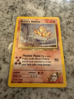 Pokemon TCG Blaine's Moltres Gym Heroes Holo Card 1/132 Unlimited Rare NM - Image 1