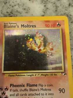 Pokemon TCG Blaine's Moltres Gym Heroes Holo Card 1/132 Unlimited Rare NM - Image 2