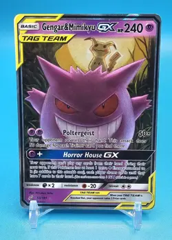 Pokemon TCG Gengar & Mimikyu GX Team Up Holo Ultra Rare Card 53/181 NM Condition - Image 1