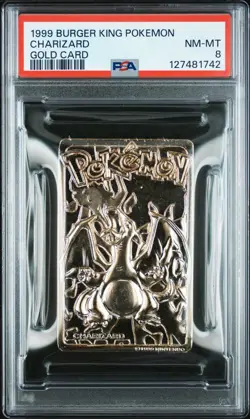 1999 BURGER KING POKEMON GOLD METAL CARD CHARIZARD PSA 8 NM-MINT LOW POP! - Image 1