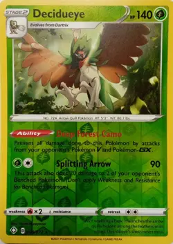 008/072 DECIDUEYE REVERSE HOLO SHINING FATES POKEMON CARD - Image 1