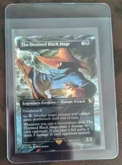 The Destined Black Mage (Borderless) #447 NM Final Fantasy Magic MTG Free Ship - Image 1