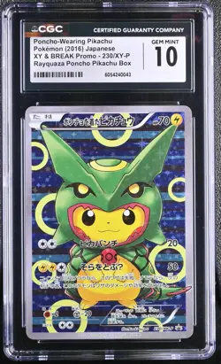 2016 Pokemon Japanese Rayquaza Poncho-Wearing Pikachu 230/XY-P CGC 10 - Image 1