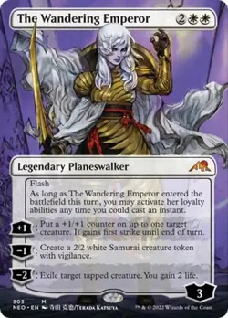 MTG English The Wandering Emperor (Borderless) NM Normal Kamigawa: Neon Dynasty - Image 1