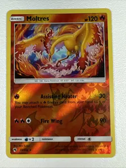 Pokemon Moltres 38/214 LP Sun & Moon Lost Thunder Reverse Holo Card - Image 1