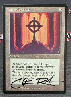 MTG Tormod's Crypt- Signed Christopher Rush -The Dark Magic Card # 112 - Image 1