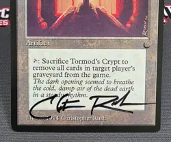 MTG Tormod's Crypt- Signed Christopher Rush -The Dark Magic Card # 112 - Image 4
