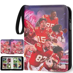 Football Card Binder with Sleeves 400 Pocket, Kansas City Football Card Holder - Image 1