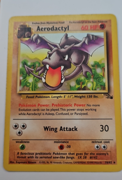 Pokemon TCG Aerodactyl 16/62 Rare Unlimited Fossil Unlimited MP - Image 1