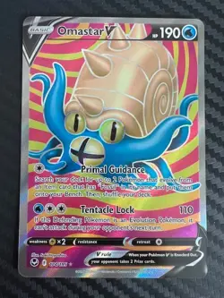 Pokemon TCG Omastar V 174/195 Silver Tempest Ultra Rare Full Art Holo NM - Image 1