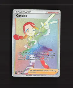 Candice 204/195 Silver Tempest FA Rainbow Secret Rare Holo Pokemon Card LP+ - Image 1