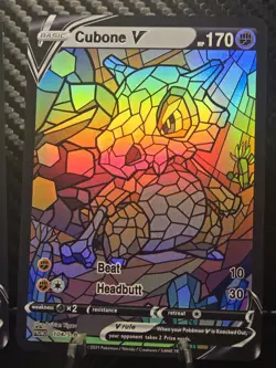 Cubone & MAROWAK CUSTOM Set Stained Glass Holo Cards Display Only LAST SET - Image 3