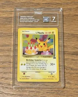 Pokemon TCG 2000 Black Star Promo Birthday Pikachu Holo #24 TAG 7 Graded Card - Image 3