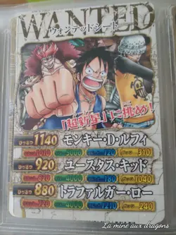 Carte One Piece Data Carddass OnePy Match PB-001-W Wanted card Law Luffy Kid - Image 1