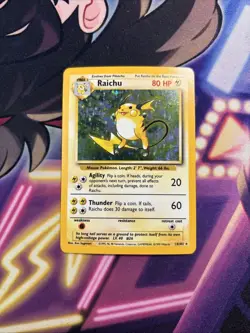 Raichu - 14/102 - Pokemon Base Set Unlimited Holo Rare Card WOTC LP+ - Image 1