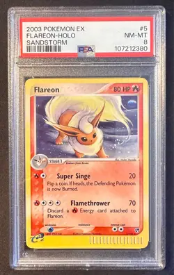 Flareon 5/100 PSA 8 2003 EX Sandstorm PSA Graded Pokemon Card TCG Holo Rare - Nm - Image 1