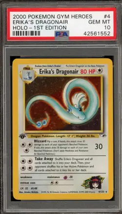Pokemon Erika's Dragonair Gym Heroes 1st Edition Holo Rare #4 PSA 10 Gem Mint - Image 1