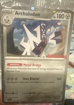 Pokemon TCG Stellar Crown Archaludon 107/142 GameStop Promo, Sealed Cosmos Holo - Image 1