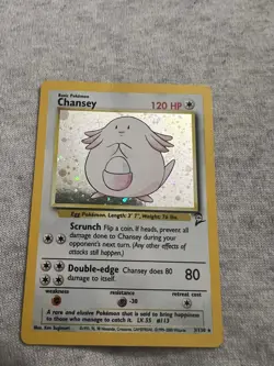 Pokemon TCG Chansey 3/130 Base Set 2 Holo Rare LP Condition - Image 1