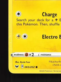 Pikachu 065/202 LP Sword & Shield English Pokemon Card TCG - Image 2