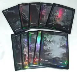 MTG Midnight Hunt Eternal Night Foil Full Art Land 10 Card Set - Image 1