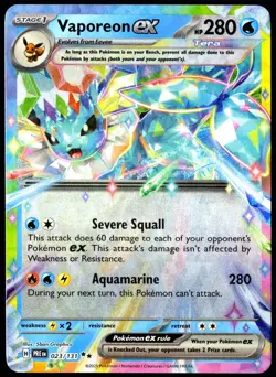 Pokemon TCG Vaporeon ex 023/131 2025 Prismatic Evolutions Double Rare Card - NM - Image 1
