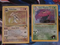 Kabutops Fossil Holo Rare & Erika's Vileplume Gym Heroes Holo Pokemon Cards - Image 1