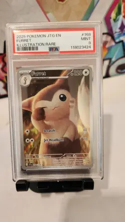 2025 POKEMON JTG EN-JOURNEY TOGETHER ILLUSTRATION RARE #168 FURRET PSA 9 - Image 1
