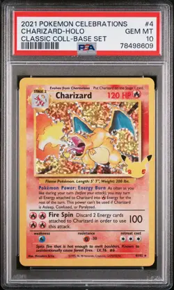 PSA 10 Charizard Celebrations Classic 4/102 Holo Base Set Pokemon Card 2021 - Image 1