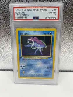 PSA 10 1ST EDITION 2001 SUICUNE NEO REVELATION GRADED POKEMON CARD - Image 1