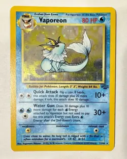 Vaporeon - 12/64 - Holo Foil Rare - Jungle Set - Pokemon 1999 Vintage Card - Image 1
