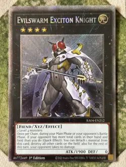 YuGiOh EVILSWARM EXCITON KNIGHT Platinum Secret Rare RA04-EN212 - Image 2