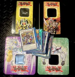 Yu-Gi-Oh! Collector's Tin - 4 Empty Tins W/ 35 NM HOLO TCG LOT - CT2 - 2006 Tin - Image 1