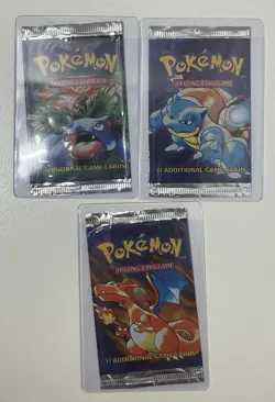 (3)Empty Venusaur Charizard Blastoise Base Set Artwork Pokemon Card Opened Packs - Image 1