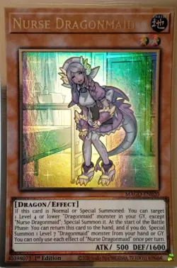 MAGO-EN020 NURSE DRAGONMAID PREMIUM GOLD RARE 1ST EDITION YuGiOh CARD - Image 1