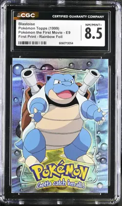 CGC 8.5 Topps Blastoise E9 RAINBOW FOIL HOLO First Print Pokemon Card psa - Image 2