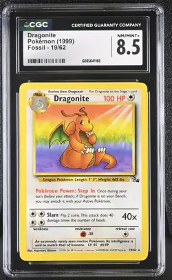 CGC 8.5 Dragonite 1999 Fossil 19/62 Pokemon Card - Image 1