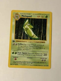 Metapod 1ST EDITION Shadowless Base Set 54/102 Vintage Pokemon Card 1999 WotC - Image 1