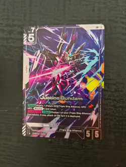 Gundam TCG Justice Gundam GD01-066 LR+ Holo Foil Alt Art Card English - Image 1