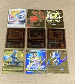 9X GOLD METAL CARDS Fan Art Collection New - Image 1