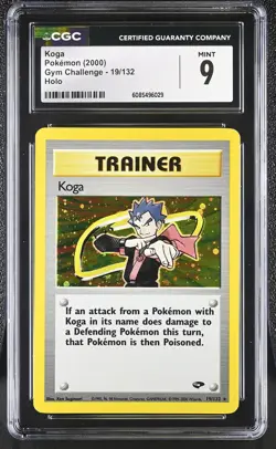 CGC 9 MINT Koga 2000 Gym Challenge 19/132 Holo Pokemon Card - Image 1