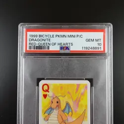 PSA 10 Dragonite Queen of Hearts Graded Pokemon Mini Bicycle Card - Image 2