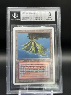 Magic MTG - Volcanic Island- Rare Lands- Revised BGS Graded 8 NM-MT - Image 1