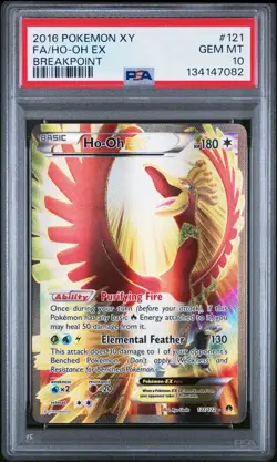 2016 Pokemon XY Breakpoint Full Art Ho-Oh EX 121/122 #121 PSA 10 NEW CERT - Image 1