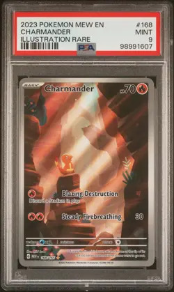 2023 POKEMON MEW EN-151 ILLUSTRATION RARE #168 CHARMANDER PSA 9 - Image 1