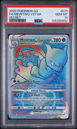 2022 POKEMON GO SECRET #079 FULL ART/MEWTWO VSTAR PSA 10 - Image 1