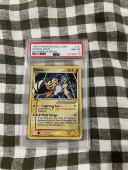 2005 POKEMON EX UNSEEN FORCES GOLD STAR #114 RAIKOU-HOLO PSA 8 - Image 1
