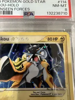 2005 POKEMON EX UNSEEN FORCES GOLD STAR #114 RAIKOU-HOLO PSA 8 - Image 3